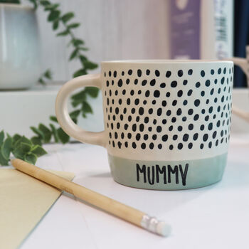 Personalised Dipped Spotty Sage Mug, 5 of 5