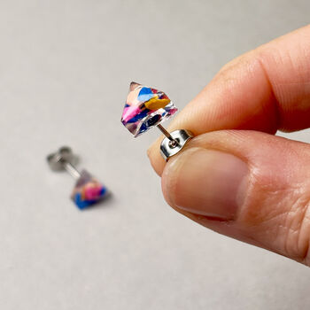 Confetti Terrazzo Resin Earrings – Handmade Colourful Studs Birthday Gift, 5 of 6
