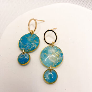 Circular Turquoise Clay And Resin Statement Earrings, 7 of 11