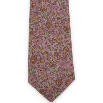Mens Purple Floral Print Slim Tie, 2 of 8