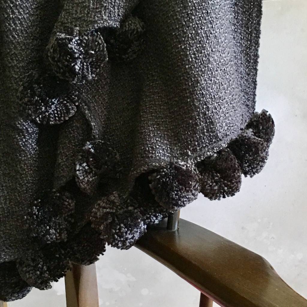 pom pom grey throw by the contemporary home