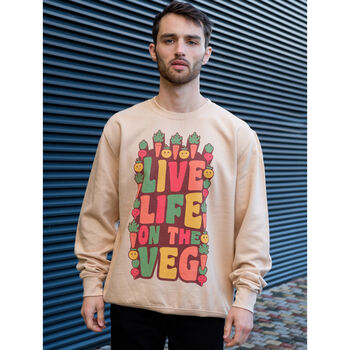 Live Life On The Veg Men's Slogan Sweatshirt, 3 of 3