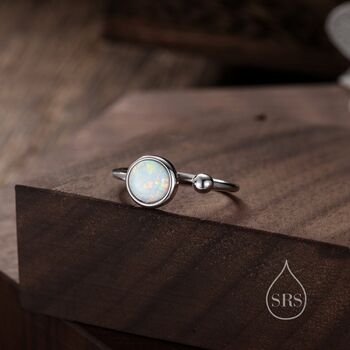 White Opal Open Ring In Sterling Silver, 3 of 9