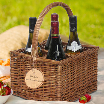 Personalised Wicker Wine Bottle Carrier Basket Gift, 5 of 8