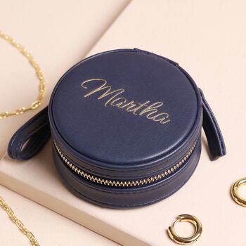 Personalised Gold Name Mini Round Travel Jewellery Case, 2 of 4