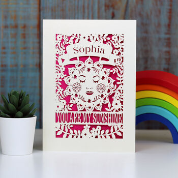 Personalised Sunshine Valentines Laser Cut Card, 5 of 6