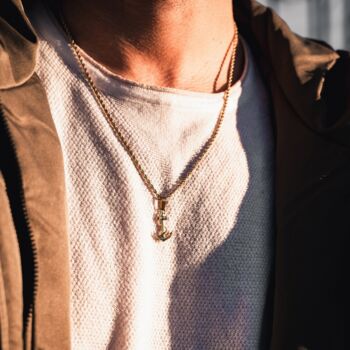 Silver Mini Anchor Pendant Stainless Steel Necklace For Men, 4 of 10
