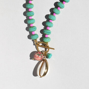 Turquoise And Pink Gingham Necklace, 3 of 5