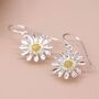 Large Sterling Silver Daisy Drop Earrings, thumbnail 2 of 9