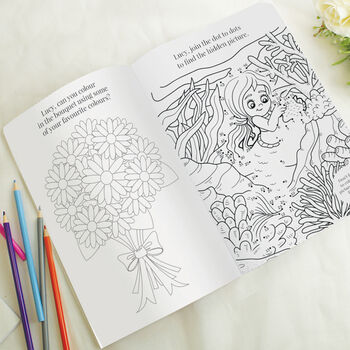 Personalised Pink A4 Wedding Activity And Colouring Book For Kids, 5 of 7
