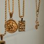 Gold Plated Rectangle Hammered Pendant Necklace For Men Stainless Steel Chain, thumbnail 6 of 12
