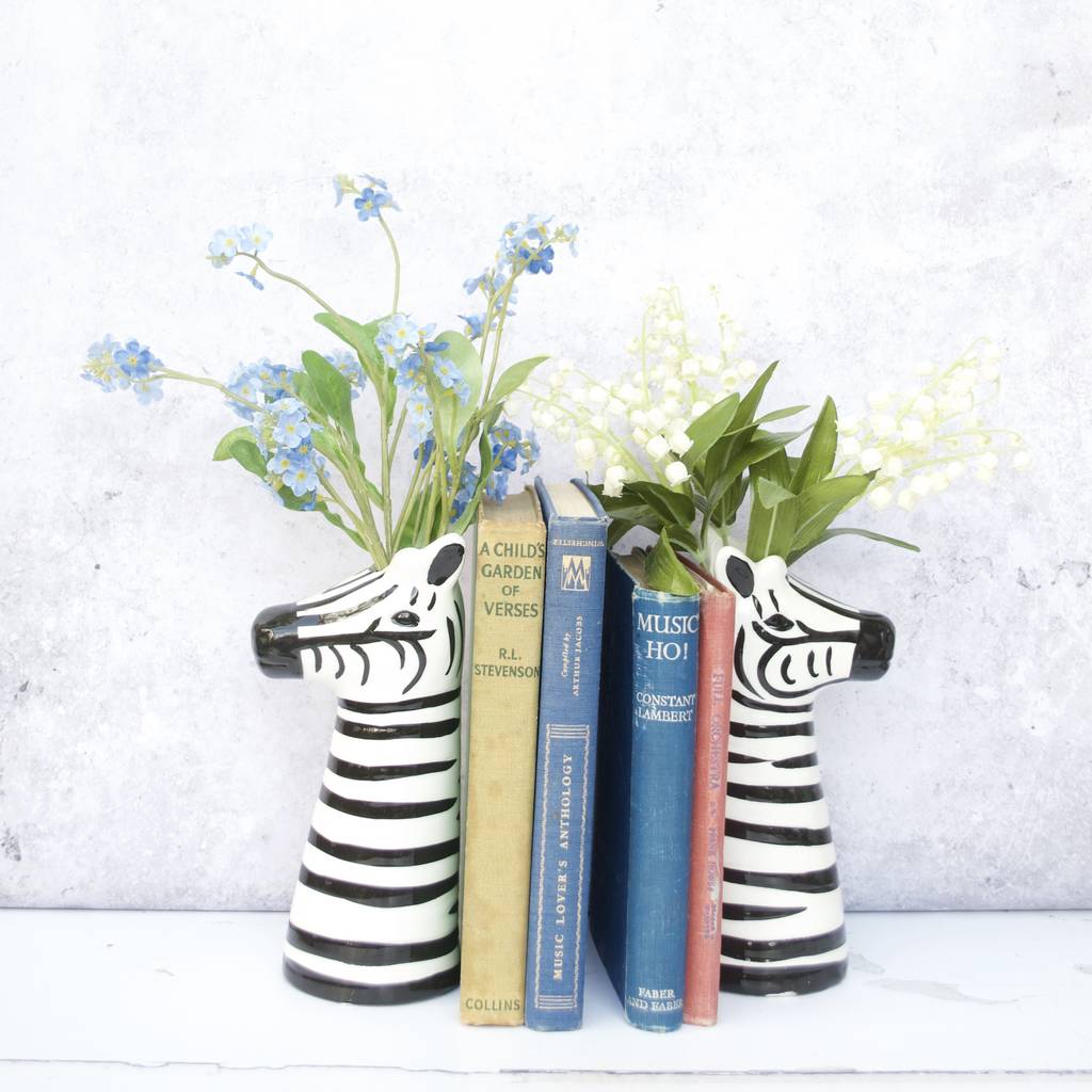 Zebra Vase With Faux Flower Bouquet By Abigail Bryans Designs