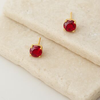 Ruby Red Swarovski Crystal Stud Earrings, 5 of 6