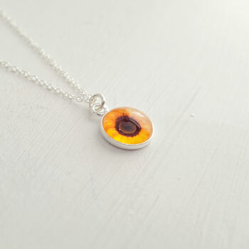 Sterling Silver Tiny Sunflower Necklace, 2 of 5