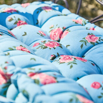 Blue Floral Garden Bench Cushion, 3 of 4