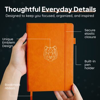 Orange Tiger A4 Journal With Strap, Bookmark And Pen Holder, 4 of 8