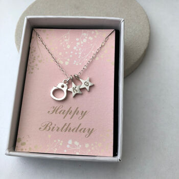 Handcuff Initial Star Silver Friendship Necklace, 7 of 12