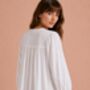 Women's White Cotton Long Sleeve Nightdress Yoke, thumbnail 6 of 6