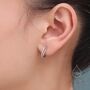Double Huggie Hoop Cz Earrings In Sterling Silver, thumbnail 4 of 12