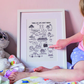 Things We Love About Mummy Hand Drawn Bespoke Print, 4 of 6