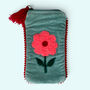 Embroidered Velvet Glasses Case | Pale Blue Flower, thumbnail 3 of 5