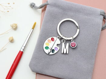 Personalised Artist Keyring Palette And Paintbrush, 6 of 9
