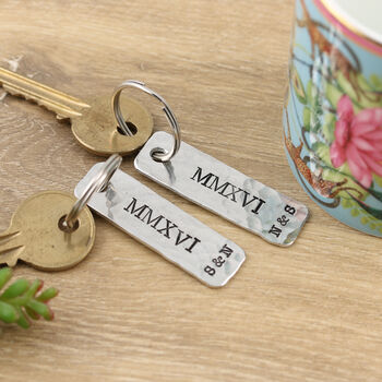10th Anniversary Numerals Pair Of Personalised Keyrings, 2 of 6