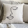 Embroidered Face Art Linen Cushion, thumbnail 5 of 5