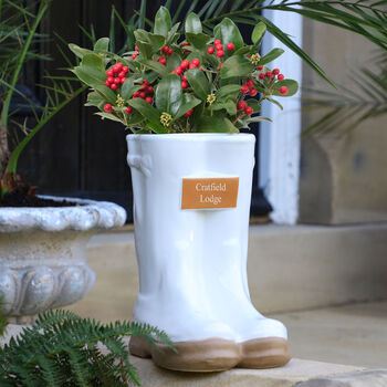 Personalised White Ceramic Welly Boots Planter, 5 of 9