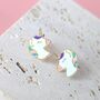 Unicorn Enamel Earrings, thumbnail 2 of 4