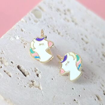 Unicorn Enamel Earrings, 2 of 4