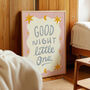 Good Night Little One Print, Good Night Nursery Print Pink, thumbnail 5 of 12