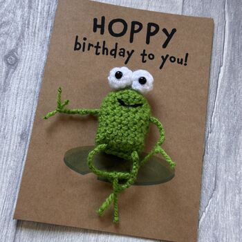 Frog Hoppy Birthday Crochet Birthday Card Handmade, 12 of 12