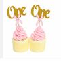 First Birthday Birthday Gold Glitter Party Cake Toppers, thumbnail 2 of 4