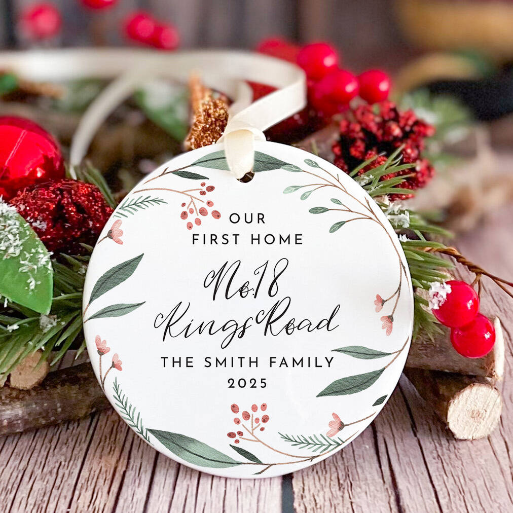 Personalised First Xmas New Home Ceramic Ornament, 1 of 7