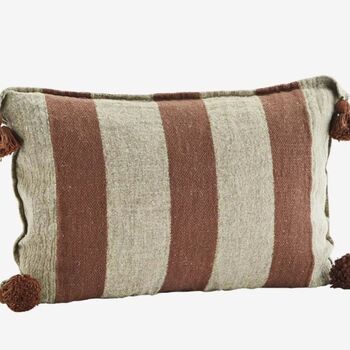 Striped Cushion Cover W/Fringes, 40 X 60, 6 of 12