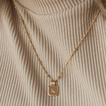 Square Initial Necklace In Silver Or Gold Vermeil, 3 of 6