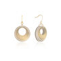 Pearlescent Taupe And Cream Circular Earrings • Gold Plated Sterling Silver Hooks, thumbnail 6 of 9