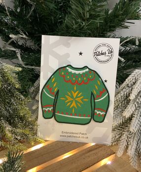 Christmas Jumper Embroidered Iron On Patch, 2 of 2