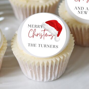 Personalised Santa's Hat Edible Wafer Cocktail And Cupcake Toppers, 4 of 4