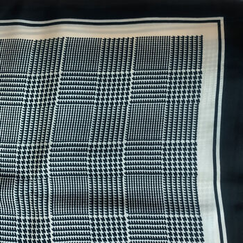 Black And Ivory Houndstooth Check Silky Scarf, 3 of 4