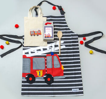 Personalised Kids Fire Engine Baking Kit With Apron, 2 of 10