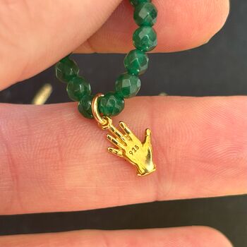 Solene Green Bead Necklace With Small Hand Detail, 7 of 9