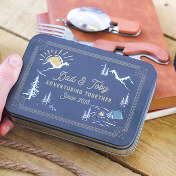 Personalised Adventure Camping Cutlery Tin Set, 2 of 4