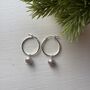 Grey Pearl Earrings Sterling Silver Hoops With Pearls, thumbnail 1 of 7