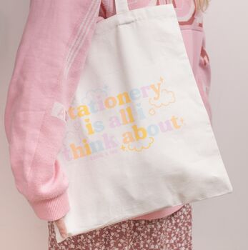 Cute Canvas Stationery Lover's Tote Bag, 4 of 7