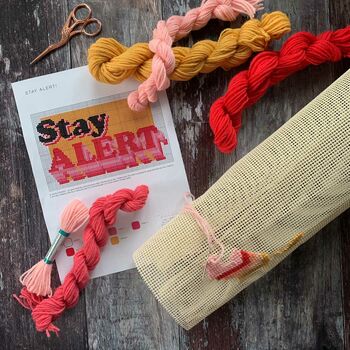 Stay Alert Wool Cross Stitch Kit, 4 of 4