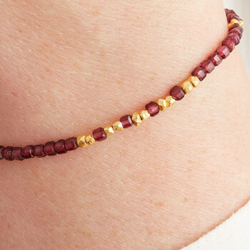 Red Garnet Gold And Silver Beaded Bracelet, 2 of 11