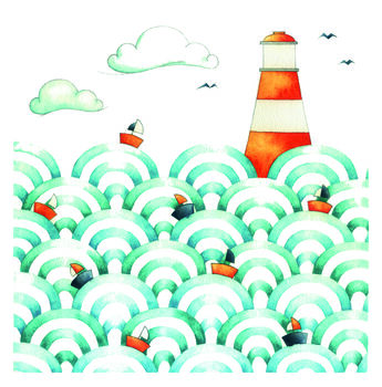 Lighthouse And Sailboats Nautical Birthday Card, 3 of 3