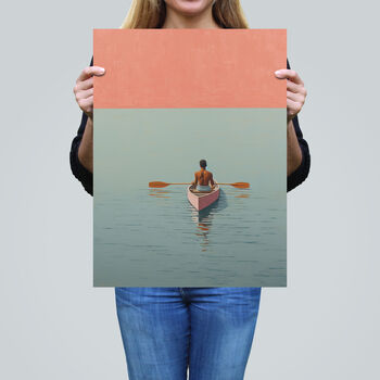 Rowers Paradise Calm Sea Pink Blue Wall Art Print, 2 of 6